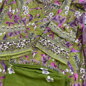 Unstitched Pakistani Suit With Patchworks