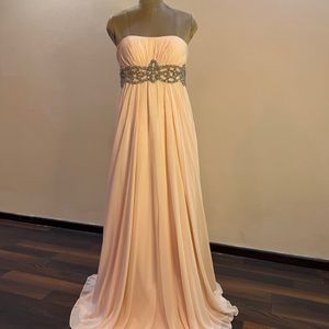 Peach Embellished Tube Dress (Bust:34)