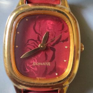 Sonata Red Rose Women Watch