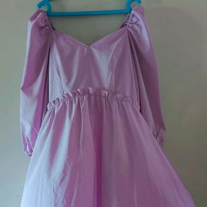 Lavender Puff Sleeves Dress