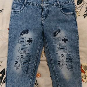 Blue Denim Jeans Capri