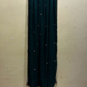 Organza Green Colour Half Saree