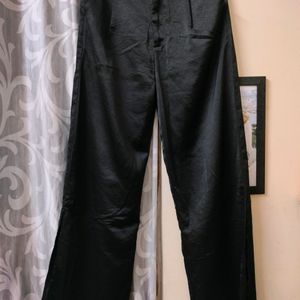 Jet black side slit pant