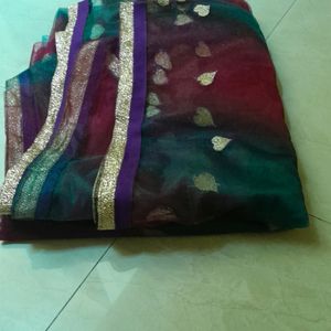 Net Saree Multicolour Shiny With Blouse