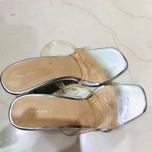 Sneak A Peek Beige Transparent Block Heels