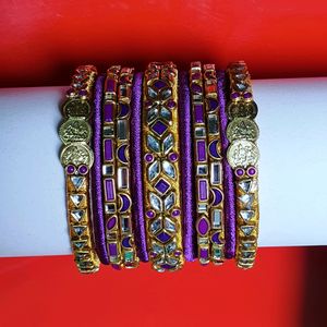 Silk Thread Kundan Bangles