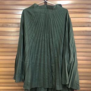 3/4th Pleated  Skirt Bottle Green Colour