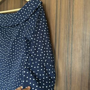 Cute Boat Neck Polka Dot Top With 3/4th Sleeve