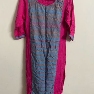 Women Pink & Grey Kurti