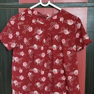 Maroon Georgette Flower Print Top