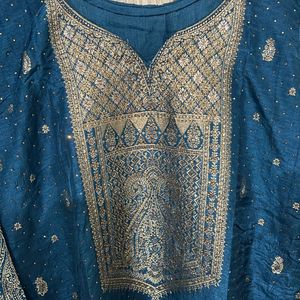 Blue Banarasi Seroski Work Suit