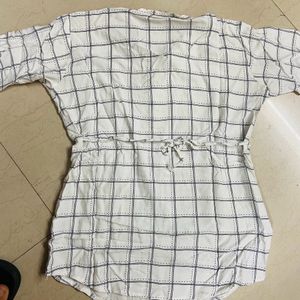 Whited Checkered Shirt Pattern Top