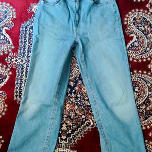 Sea Blue Straight Fit Jeans In Perfect Condition