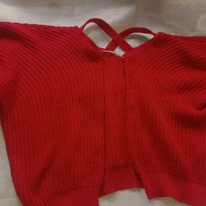 Stylish Red Corchet SHRUG