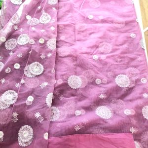 Purple Netted Sequence Saree(Women’s)