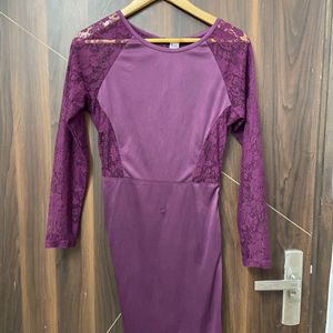 Purple Satin Net Dress