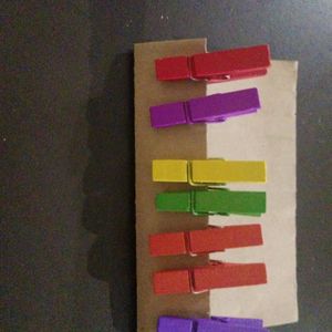 Wooden Coloured Paper Clips 7 Pcs