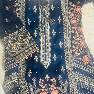 Pakistani Stitched Party suit Navy blue