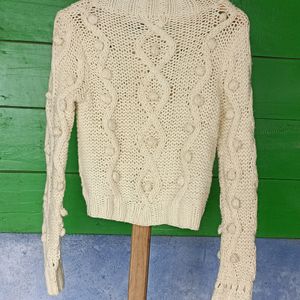 Cream Colour Design Sweater