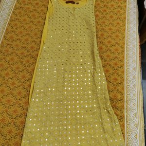 Avaasa Yellow Sequenced Kurti