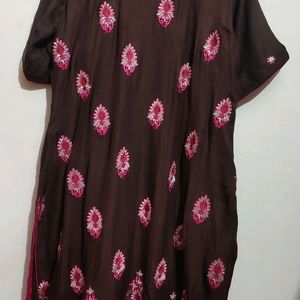 Brown Embroidry Work Suit Salwar With Dupatta