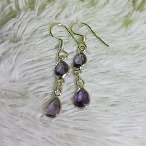 Pure Sterling Silver With Amethyst Dangle