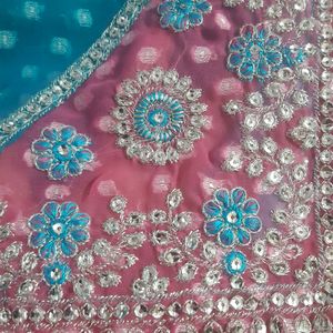 Gorgeous Sky Blue Saree With Blouse