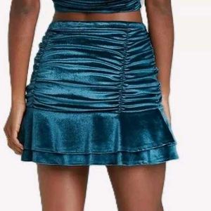 Blue Velvet Ruffle Skirt