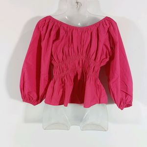 Pink Plain Casual Top (Women)