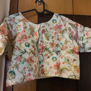 Cream With Floral Print Ready Made Blouse