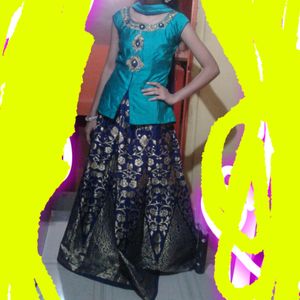 BEAUTIFUL BLUE AND GREEN COMBINATION LEHENGA