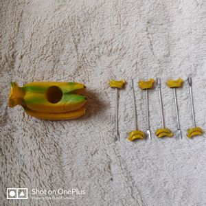 Artificial Fruit Shaped Mini Forks (Banana)