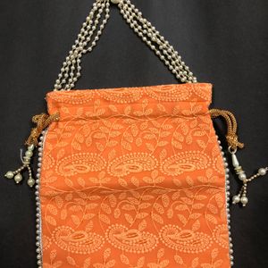Traditional Orange Potli Bag