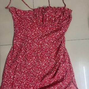 red floral dress