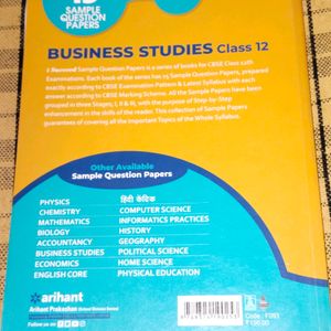 Arihant Business Studies Sample Paper Book