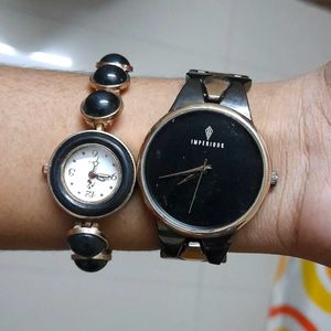 2 Black wrist Watch Set Without Battery