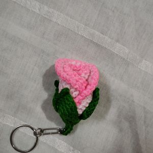 Crochet Rosebud keychain