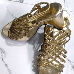 Wedget High Heel Golden Footwear