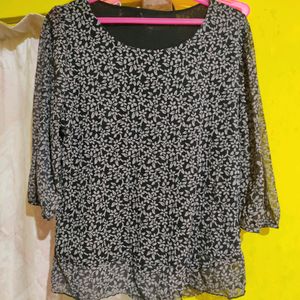 Vintage Printed U Neck Top