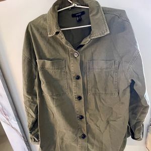 Long Olive Denim Jacket