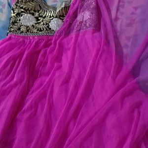 Pink Anarkali Dress 💕 With Dupatta. Pant Jari W