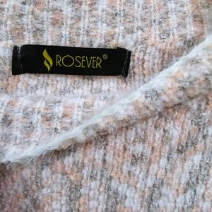 White &  Light PinkWoolen Turtle Neck Top