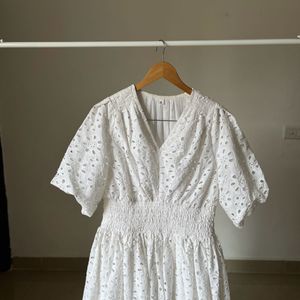 Cotton Broderie White Maxi Dress