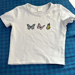 Zara Crop Top With Butterfly 🦋 Applique