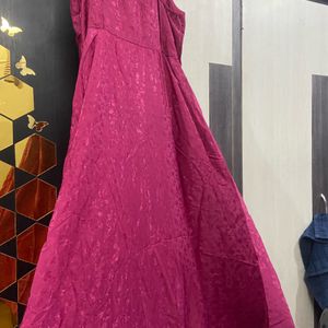 A Line Magenta Gown With Slit (Size L)