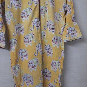 3 Kurtas-yellow,cream,white with prints