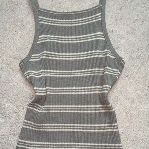 Backless Grey Ribbed Strappy Top