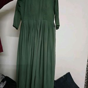 Women's Green Anarkali Size -Medium Hands sleeves