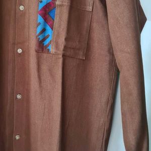 Brown Denim Cowboy Style Shirt