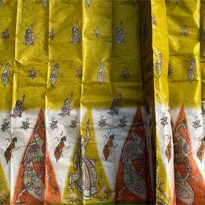 BRAND NEW PAPER SILK SAREE(OLIVE COLOUR)